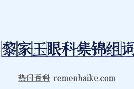 黎家玉眼科集锦组词是什么意思的图片